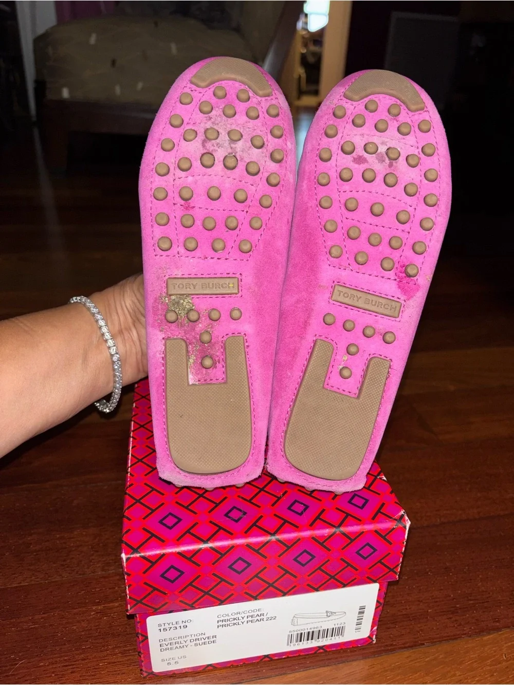 Tory Burch Hot Pink Suede Driving Loafers